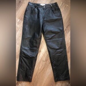 Women’s Vintage Black Leather Pants Size 6p Relaxed Style Fit